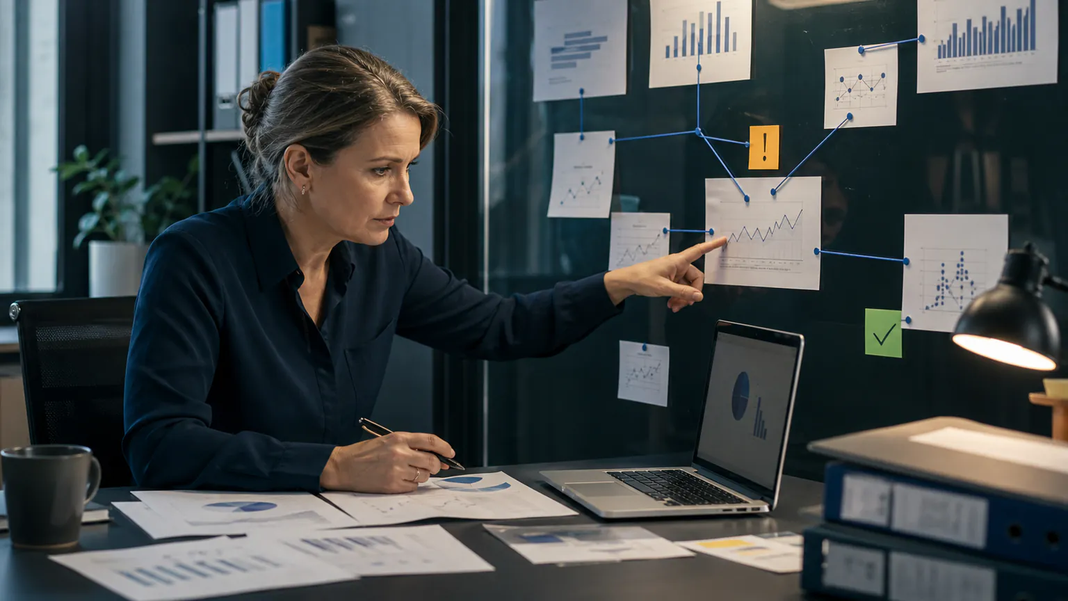 An operations analyst traces an AI case claim back to its baseline and source evidence