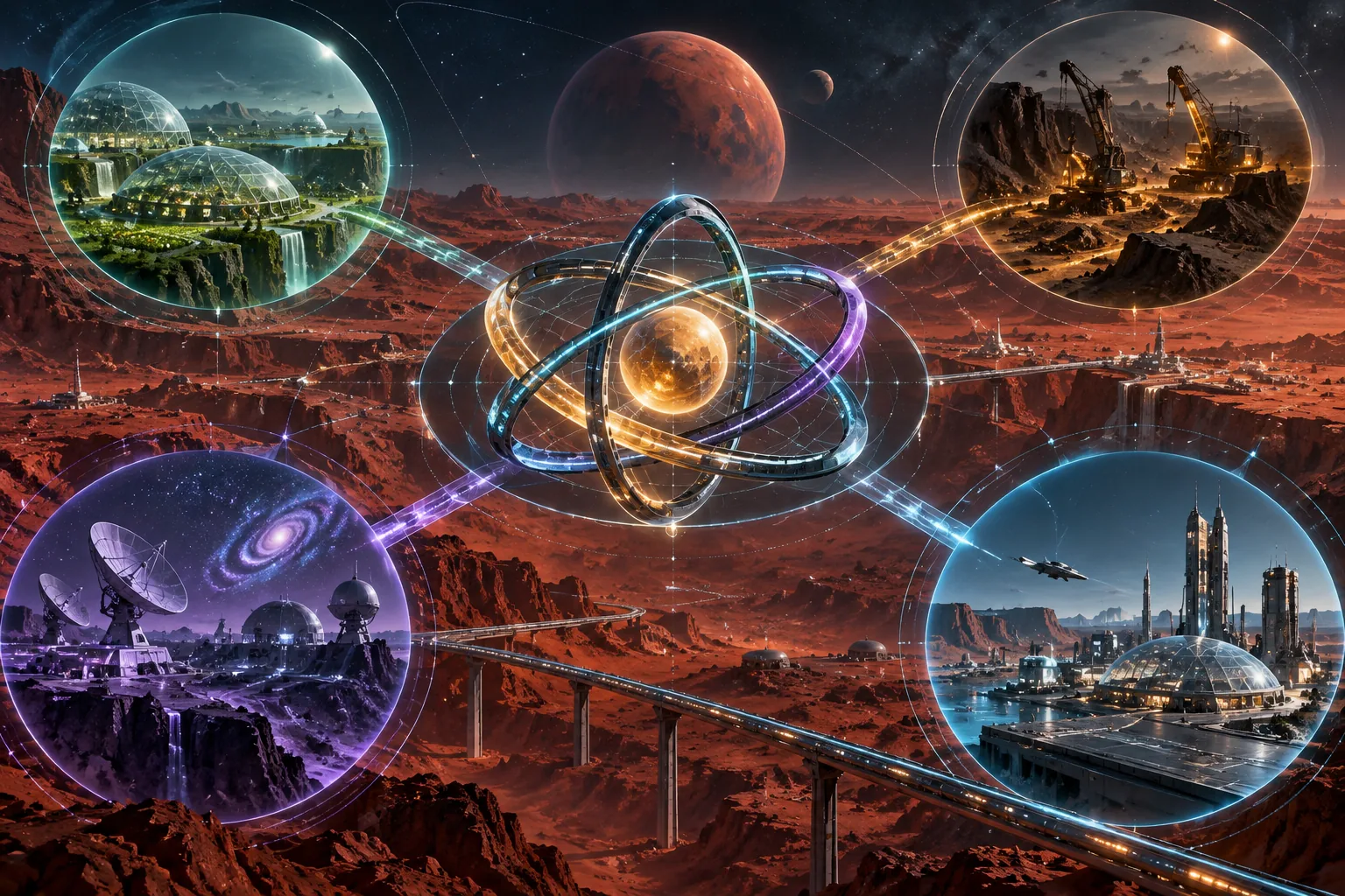 Original abstract systems illustration for Red Mars and Stakeholder Mapping.