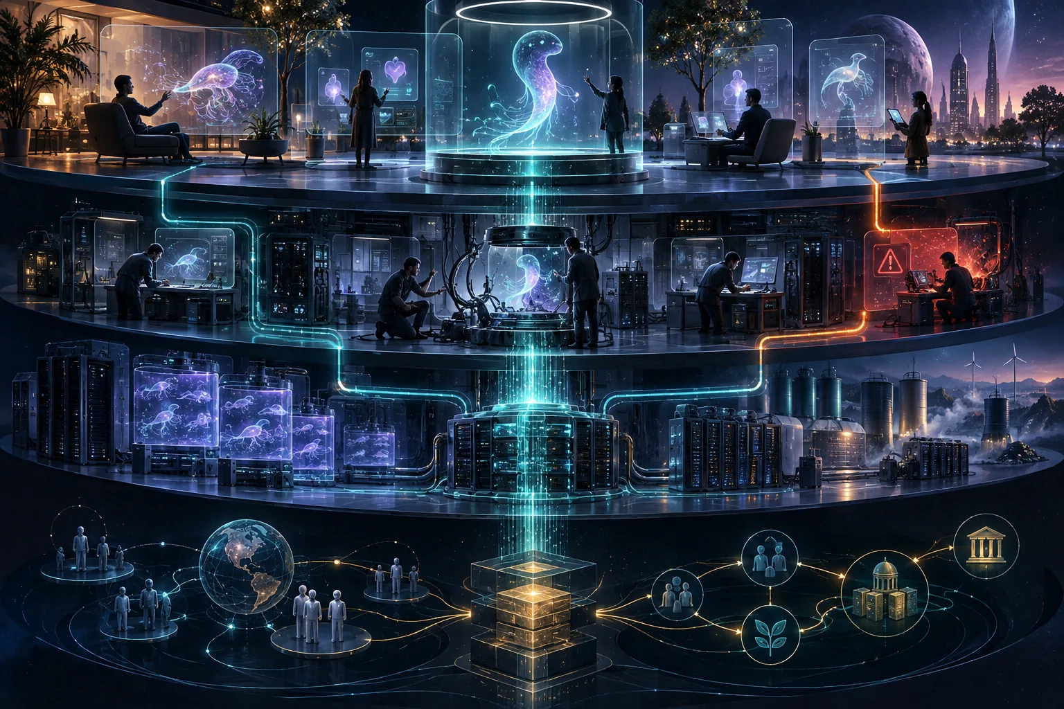 Original abstract systems illustration for The Lifecycle of Software Objects and Service Blueprint.